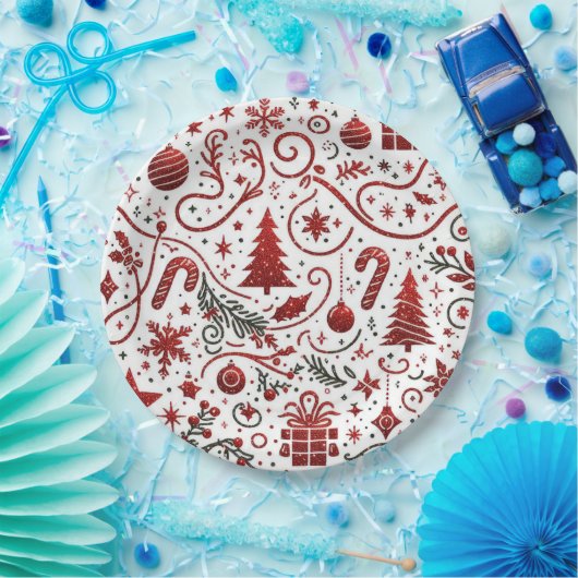 Rood wit kerstpapier Bord (Feest)