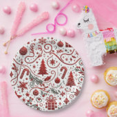 Rood wit kerstpapier Bord (Feest)