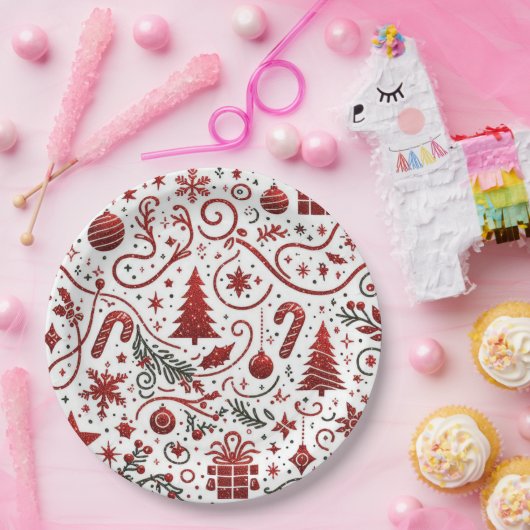 Rood wit kerstpapier Bord (Feest)