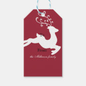 Rood wit kerstrendier cadeaulabel (Voorkant)