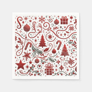 Rood wit kerstservet servet