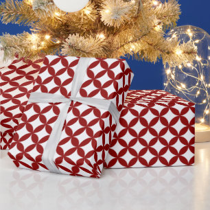 Rood wit kersttegelpatroon cadeaupapier