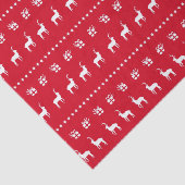 Rood Wit Kerstvakantie Rendieren & Cadeaus Tissuepapier (Detail)