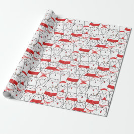 Rood Wit Kitty Katten Grappig Kerst Vakantie Gift Cadeaupapier