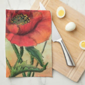 Rood Wit Klaprozen Keukenhanddoek Klaproos Bloemen (Quarter Fold)