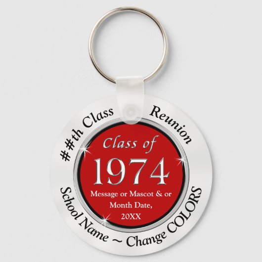 Rood, Wit, Klasse van 1974 Reünie Ideeën, 50 jaar Sleutelhanger (Voorkant)
