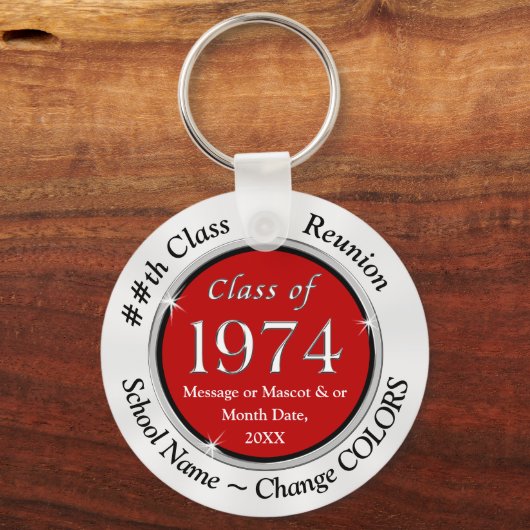 Rood, Wit, Klasse van 1974 Reünie Ideeën, 50 jaar Sleutelhanger (Voorkant)