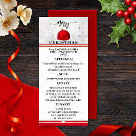 Rood Wit Klassiek Feestelijk Kerstmenu Menu