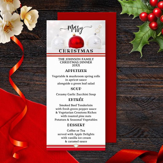 Rood Wit Klassiek Feestelijk Kerstmenu Menu