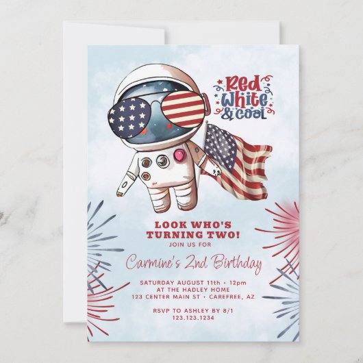 Rood Wit & Koele Astronaut 2e Verjaardag Kaart (Voorkant)