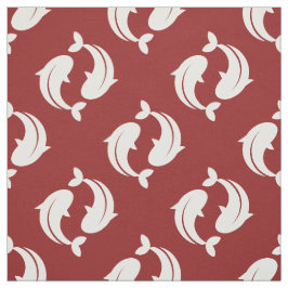 Rood wit Koi Visoosterpatroon Stof