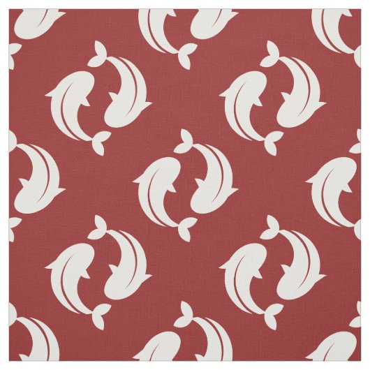 Rood wit Koi Visoosterpatroon Stof (Swatch)