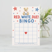 Rood Wit & Komend Baby Shower Bingo Kaart (Staand voorkant)
