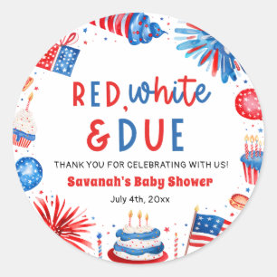 Rood, Wit & Komend Geslacht Neutrale Baby Shower Ronde Sticker