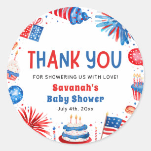 Rood, Wit & Komend Geslacht Neutrale Baby Shower Ronde Sticker