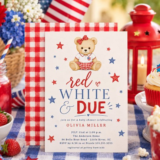 Rood Wit & Komend Meisje Baby Shower Uitnodiging