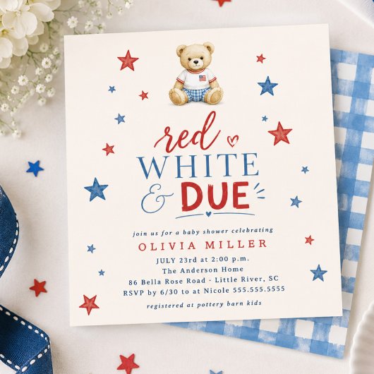 Rood Wit & Komend Uitnodiging voor Baby Shower