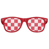 Rood-wit Kroatisch schaakbordpatroon Retro Zonnebril (Voorkant)