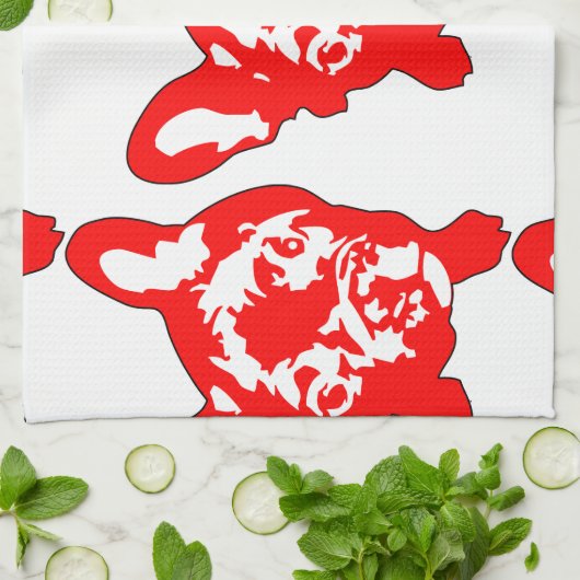 Rood Wit Leuk Frans Bulldog Theedoek (Gevouwen)