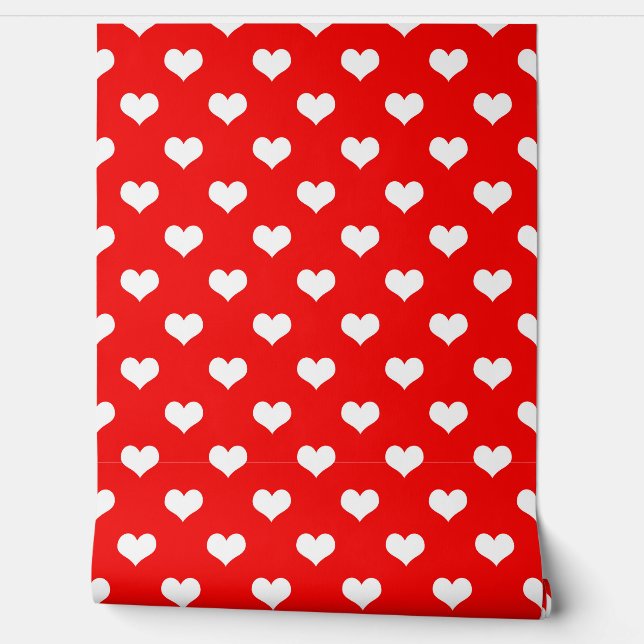 Rood Wit Liefde Hart Patroon Ontwerp Behang (Afrollen)