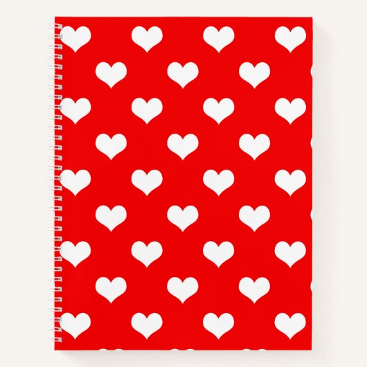 Rood Wit Liefde Hart Patroon Ontwerp Notitieboek (Voorkant)