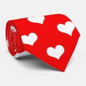 Rood Wit Liefde Hart Patroon Ontwerp Stropdas (Opgerold)