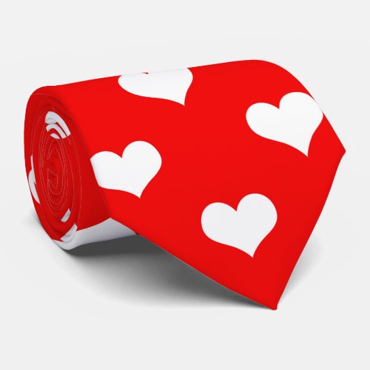 Rood Wit Liefde Hart Patroon Ontwerp Stropdas (Opgerold)