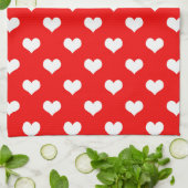 Rood Wit Liefde Hart Patroon Ontwerp Theedoek (Gevouwen)