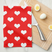 Rood Wit Liefde Hart Patroon Ontwerp Theedoek (Quarter Fold)