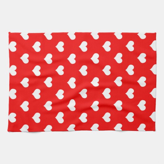 Rood Wit Liefde Hart Patroon Ontwerp Theedoek (Horizontaal)