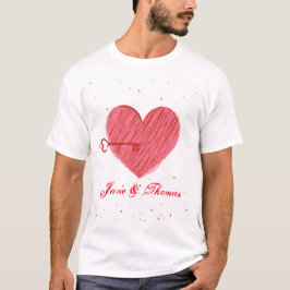 Rood Wit Liefde Hart Schattigee Moderne Valentijns T-shirt
