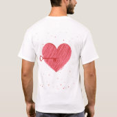 Rood Wit Liefde Hart Schattigee Moderne Valentijns T-shirt (Achterkant)
