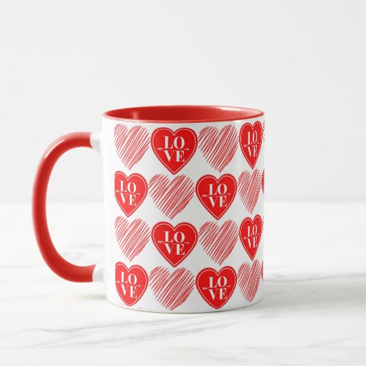 Rood Wit Liefde Harten Mok (Links)