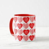 Rood Wit Liefde Harten Mok (Voorkant links)