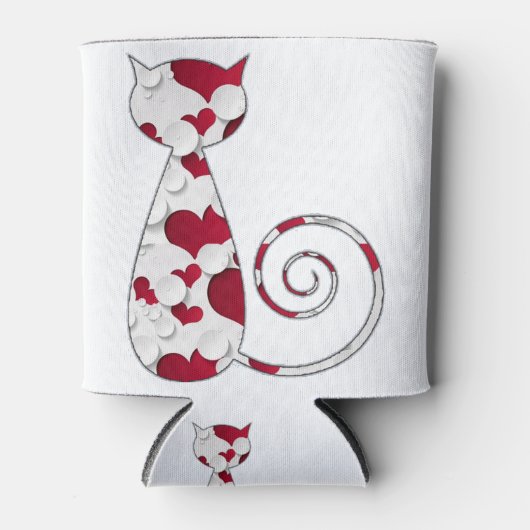 Rood & Wit Liefde Kat Blikjeskoeler (Voorkant)