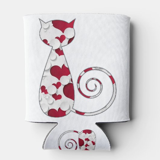 Rood & Wit Liefde Kat Blikjeskoeler (Achterkant)