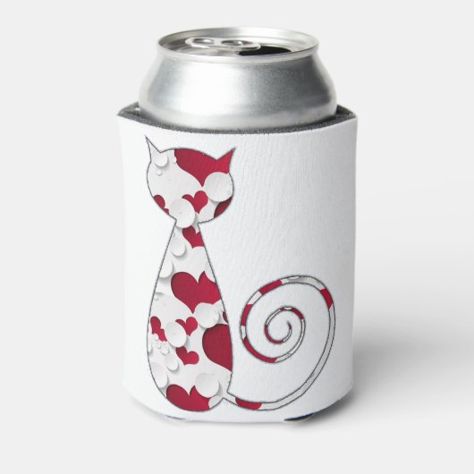 Rood & Wit Liefde Kat Blikjeskoeler (Blikje Achterkant)