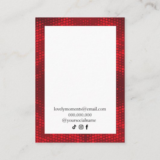 Rood Wit Lijst Modern ketting oorbellen Visitekaartje (Achterkant)