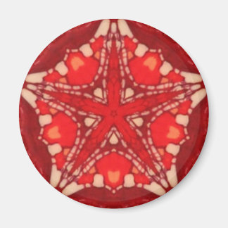 Rood Wit Mandala Star Fractal Geometrie Magneet