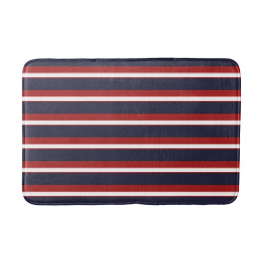 Rood Wit Marineblauw Strepen Scheepsstreep Badmat (Voorkant)