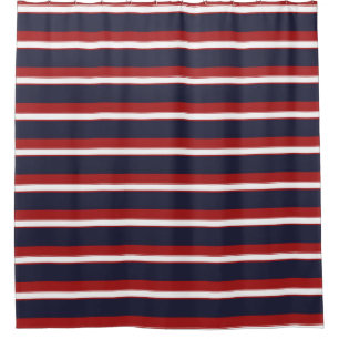 Rood Wit Marineblauw Strepen Scheepsstreep Douchegordijn
