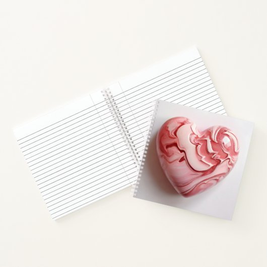 Rood wit marmeren hart notitieboek (Binnen)