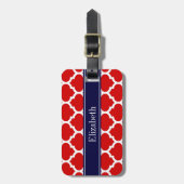 Rood Wit Marokkaans #5 Marineblauw Naam Initiaal Bagagelabel (Voorkant verticaal)