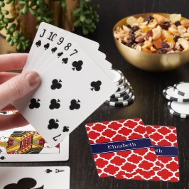 Rood Wit Marokkaans #5 Marineblauw Naam Initiaal Pokerkaarten