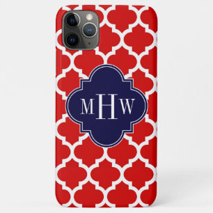Rood, wit Marokkaans #5 Navy 3 Initiaal monogram Case-Mate iPhone Case
