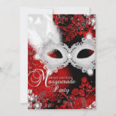Rood wit mask Masquerade Sweet 16 Kaart