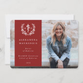 Rood/wit MD Asclepius Afstuderen Foto Aankondiging (Voorkant)