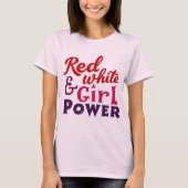 Rood, Wit & Meisje Power T-Shirt Design (Voorkant)