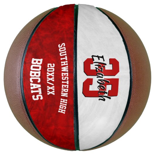 rood wit meisjes team geest herdenking basketbal (Verticaal)