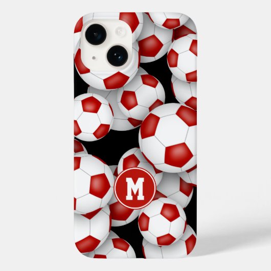 Rood wit meisjes voetballen patroon monogram Case-Mate iPhone case (Achterkant)
